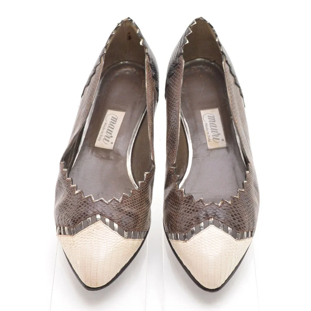 Mauri Genuine Snake Pointed Toe Ballet Flats 5.5 M